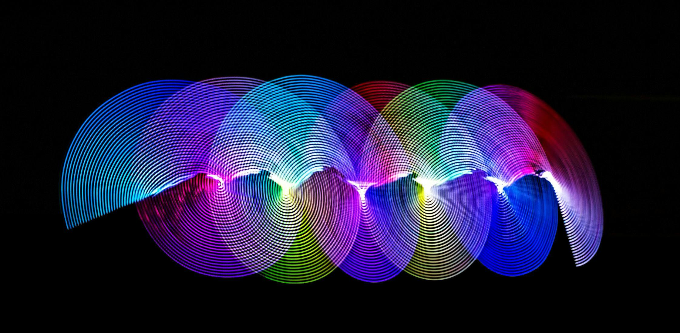 Abstract pattern from coloured spinning lights